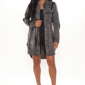 Fashion Nova tie dye grey black denim shacket  NEW with TAG size medium